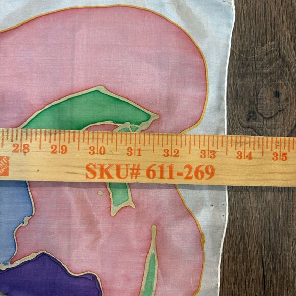 Vintage Silk Handpainted Scarf Watercolor Hand rolled Pastel - Picture 6 of 11